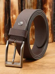 Teakwood Leathers Men Brown Textured Leather Belt