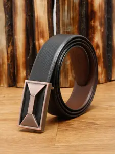 Teakwood Leathers Men Black Textured Leather Formal Belt