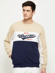 max Men Beige Colourblocked Sweatshirt