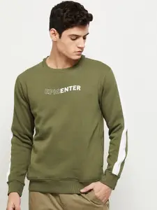 max Men Green Printed Cotton Sweatshirt