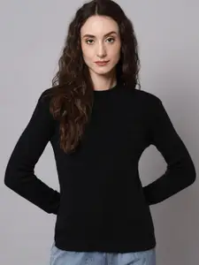 BROOWL Women Black Wool Pullover