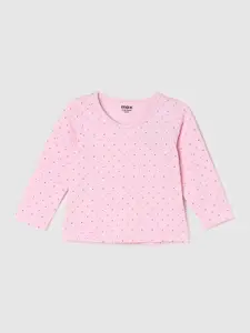 max Girls Pink Printed Cotton T-shirt