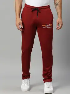 FiTZ Men Maroon Solid Slim Fit Track Pants