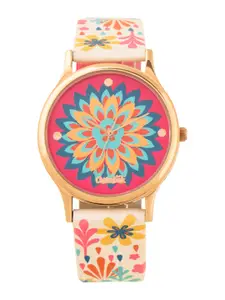 TEAL BY CHUMBAK Women Off-White & Pink Analogue Watch 8907605005916