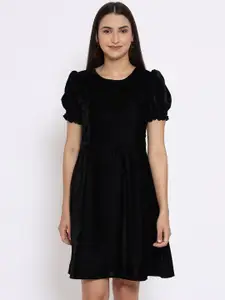 MARC LOUIS Women Black Velvet Dress