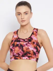 ATHLISIS Maroon & Pink Abstract Bralette Lightly Padded Sports Bra AWBT.044
