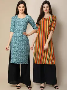 7Threads Pack Of 2 Printed Crepe Kurta
