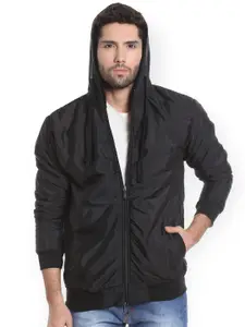 Campus Sutra Men Black Solid Bomber Jacket
