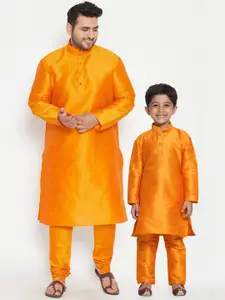 VASTRAMAY Boys Orange Kurta with Pyjamas