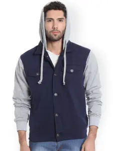 Campus Sutra Men Navy Blue Solid Tailored Jacket