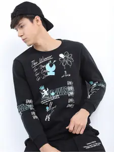 KETCH Men Black Typography Printed Long Sleeve Sweatshirt