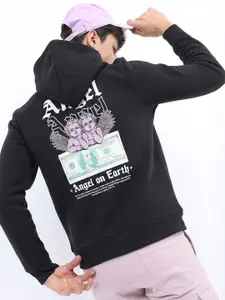 KETCH Men Black Graphic Printed Hooded Long Sleeve Sweatshirt