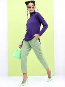 Tokyo Talkies Women Classy Purple Solid Sweater