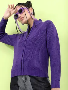Tokyo Talkies Women Classy Purple Solid Sweater
