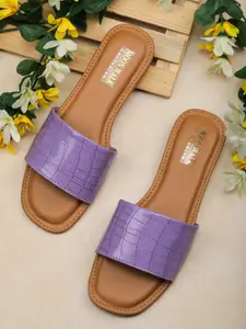 Moonwalk Women Purple Textured Open Toe Flats