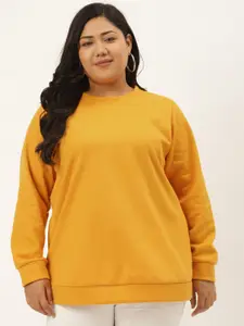 theRebelinme Women Mustard Fleece Sweatshirt