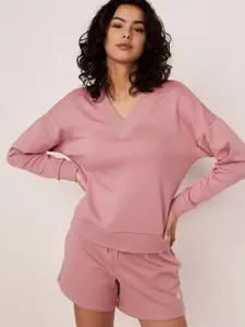 La Vie en Rose Women Pink Solid Lounge T-shirts