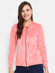 V-Mart Women Coral Hooded Sweatshirt
