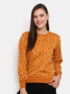 V-Mart Women Mustard Printed Sweatshirt