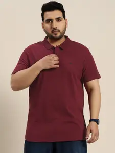 Sztori Men Plus Size Solid Polo Collar Pure Cotton T-shirt