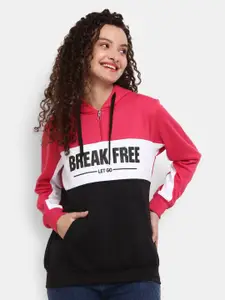 V-Mart Women Black Printed Fleece Sweatshirt