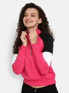 V-Mart Women Pink Colourblocked Sweatshirt