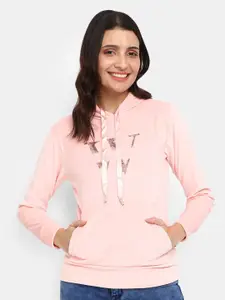V-Mart Women Peach-Coloured Hooded Sweatshirt