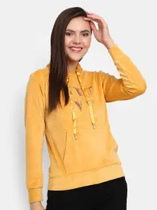 V-Mart Women Mustard Yellow Hooded Sweatshirt