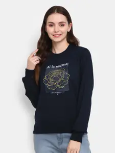 V-Mart V-Mart Women Navy Blue Printed Sweatshirt