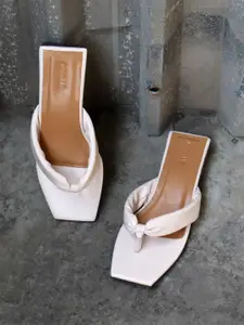 Gibelle Women Cream-Coloured Embellished Open Toe Flats