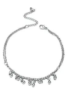 Young & Forever Women Silver-Plated Dainty Anklet