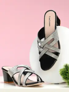 CLOG LONDON Black Printed Block Heels