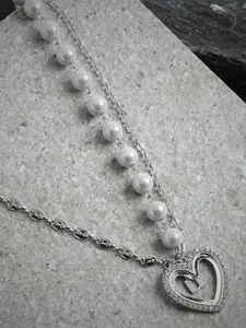 SOHI White & Silver-Plated Necklace