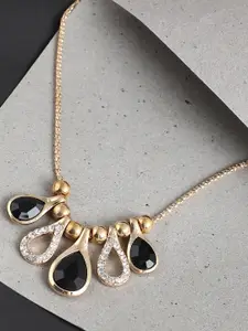 SOHI Black & White Gold-Plated Necklace
