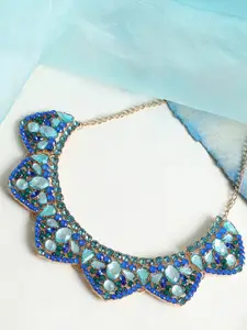 SOHI Blue & Green Gold-Plated Necklace