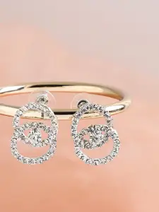 SOHI White & Silver-Plated Contemporary Studs Earrings