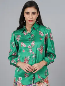 SCORPIUS Women Green Premium Floral Printed Casual Shirt