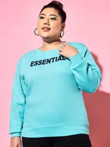 BEYOUND SIZE - THE DRY STATE Women Plus Size Blue Printed Sweatshirt