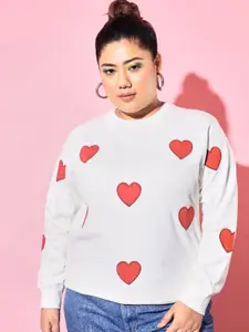 BEYOUND SIZE - THE DRY STATE Women Plus Size White Printed Sweatshirt