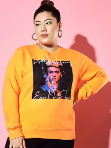 BEYOUND SIZE - THE DRY STATE Women Plus Size Orange Printed Sweatshirt