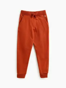 Campana Boys Red Solid Cotton Joggers