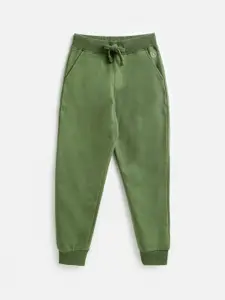 Campana Boys Olive Green Solid Cotton Jogger