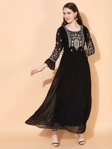 FASHOR Women Black Maxi Ethnic Dress