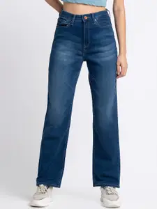SPYKAR Women Blue Straight Fit High-Rise Light Fade Jeans