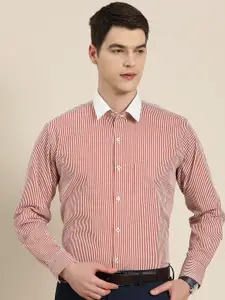 Hancock White Slim Fit Pinstriped Formal Shirt
