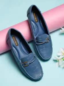 Flat n Heels Women Blue Solid Loafers