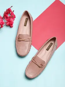 Flat n Heels Women Pink Solid Loafers