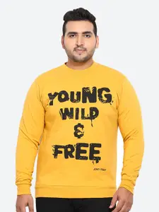 John Pride Plus Men Yellow Printed Sweatshirt