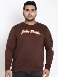 John Pride Plus Men Brown Printed Sweatshirt