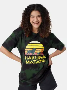 The Souled Store Women Green Lion King Printed Oversized T-shirt